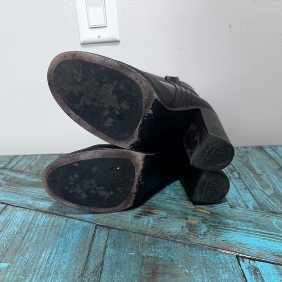 KATE SPADE Baise Pull-On Black Calf Leather Boot 4" Stacked Heel Size 8.5 - Picture 12 of 16